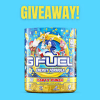 Promotional graphic for a giveaway featuring a tub of Party Punch Formula