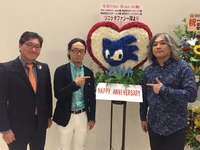 Yuji Naka, Tomoya Ohtani and Jun Senoue at the 2016 Game Symphony, Sonic the Hedgehog 25th Anniversary event.