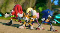 Sonic and his team in the debut trailer.