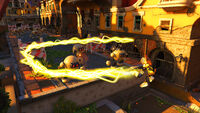 The Avatar attacking using the Lightning Wispon.
