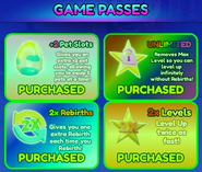 An older version of the menu shop's gamepass section.
