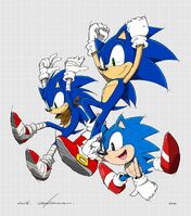 Exclusive artwork for the Sonic the Hedgehog 25th Anniversary Art Book, illustrated by Yuji Uekawa