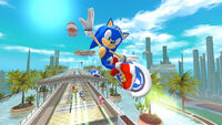 Sonic performs a Trick Action.