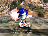 Sonic obtaining the Ancient Light in Sonic Adventure