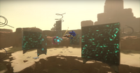 Sonic platforming between structures on the island
