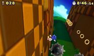 Sonic using the Parkour system to move through the walls.