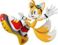 Tails riding the Yellow Tail in Sonic Free Riders.