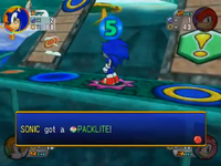 Sonic receiving a Packlite.