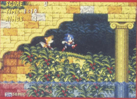 One of the first promotional images for Sonic 2, which was released during the summer of 1992. Features a shot of Aquatic Ruin Zone.