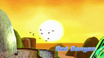 Red canyon with birds