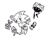 Promotional art for Sonic the Hedgehog, which was used for the early plush toys.