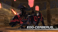 The Egg-Cerberus' intro screen in Dusty Desert.