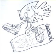 Pencils of Sonic artwork used for a pitch for the Game Boy Advance version