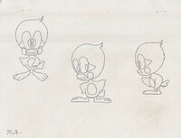 Character sheet for Flicky, from Sonic the Hedgehog Material Collection.