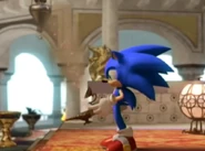 Sonic opening the lid to seal Erazor back into the lamp.