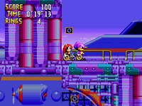 After breaking the monitor, the player activates the Combine Ring. The Combine Ring icon can be seen at the bottom center of the screen to indicate that they are holding it.