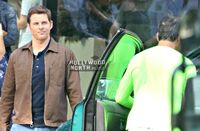 A photo taken by Hollywood North Buzz of James Marsden on set in Hornby Plaza