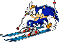 Sonic skiing (originally for the SegaSonic brand for a ski brochure)