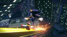 Shadow Grinding on a Grind Rail with his Air Shoes, from Shadow Generations.