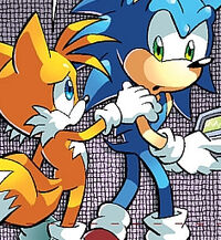 38262 - safe, artist:fredvegerano, miles tails prower (sonic), rosemary prower (sonic), canine, fox, mammal, red fox, anthro, archie sonic the hedgehog, sega, sonic the hedgehog (series), 2020, baby, blue eyes, dipstick tail