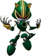 Metal Sonic 3.0 in his "Violent Viridian" Chroma, from Sonic Forces: Speed Battle.