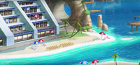 Concept artwork of Emerald Coast for Sonic the Hedgehog World.