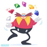 Eggman juggling the Chaos Emeralds (Sonic 1 31st anniversary).