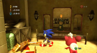 Ara inside her shop in Shamar's Town Stage on the Xbox 360/PlayStation 3 version of Sonic Unleashed.