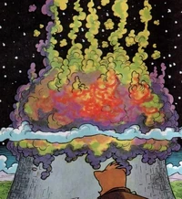 The Chemical Plant Zone covered in fog, from . Art by  and .