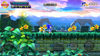 A screenshot from the Tegra HD version of the game on Android. Notice the on-screen-controls .