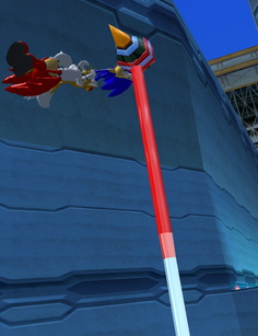 Postacie podczas wspinaczki po słupie