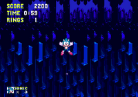 An underwater bottomless pit in IceCap Zone, from Sonic the Hedgehog 3.