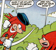 O'Nux luchando contra Knuckles