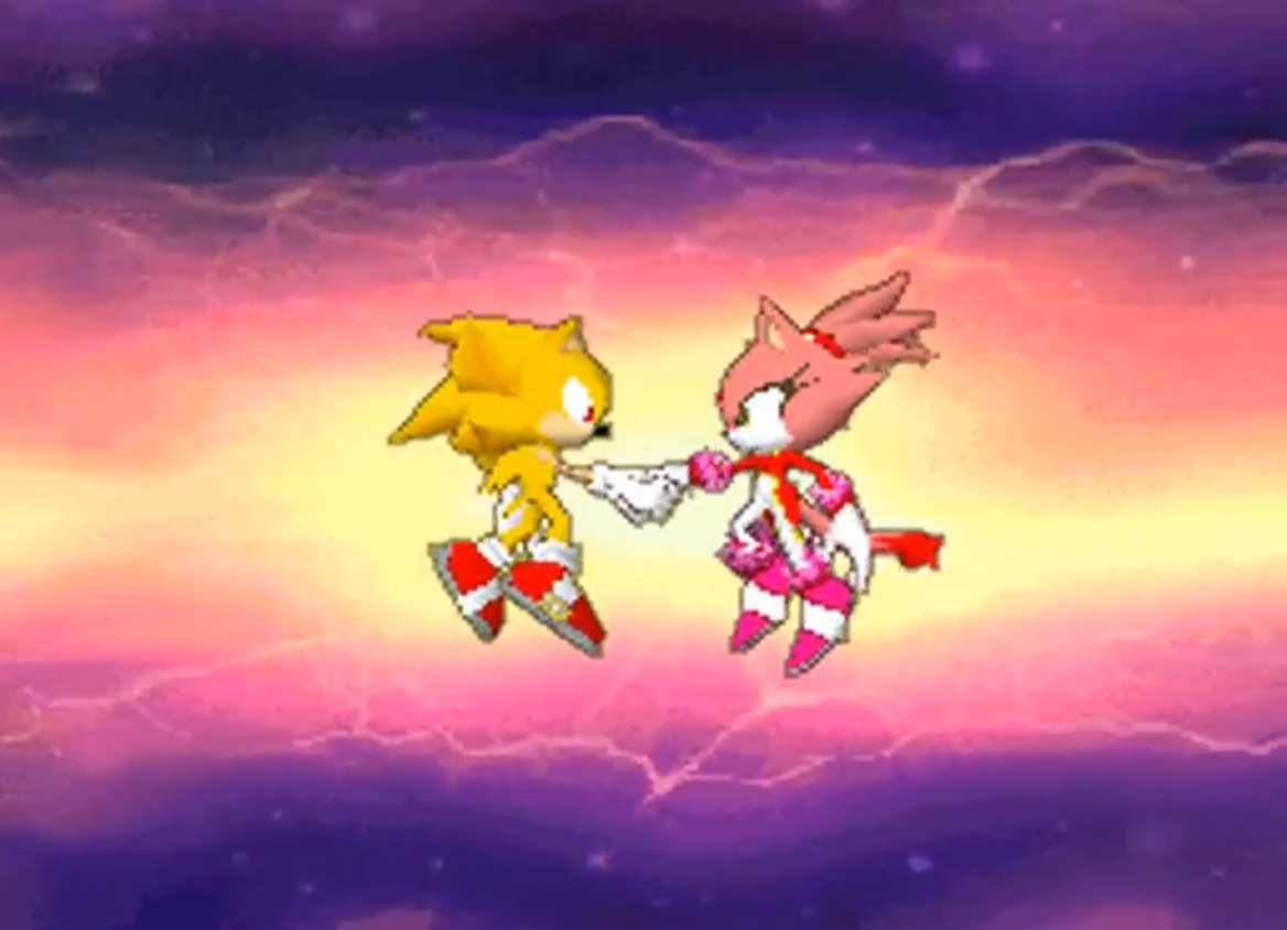 burning blaze the cat and super sonic