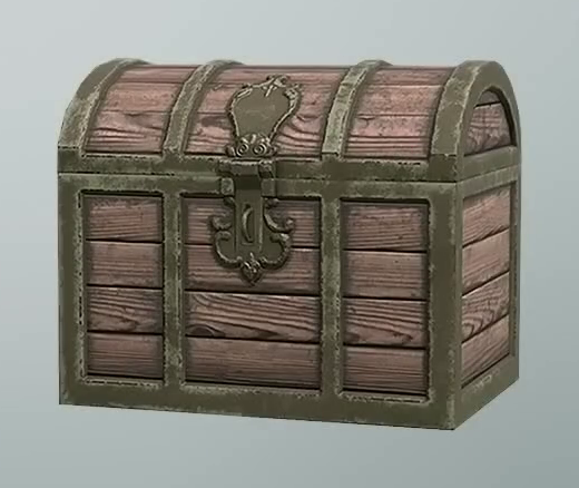 A golden treasure chest with one diamond in the chest have a lot of  treasure and a glowing bule magic stone