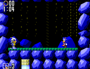 Sonic fighting Silver Sonic.