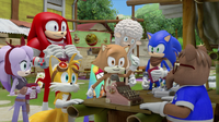 Villagers gathered at Mark's store