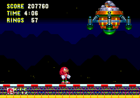 Knuckles against the Graviton Mobile in Sonic and Tails storyline.