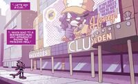 Echo right outside of Honey Clothing's building, from Sonic Universe #91.