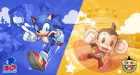 Sonic the Hedgehog 30th Anniversary and Super Monkey Ball 20th Anniversary. Artwork by Bracardi Curry.