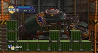 Sonic and Tails battling the Egg Scrap Mech.