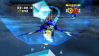 Super Sonic using Light Speed Attack, from Sonic Heroes