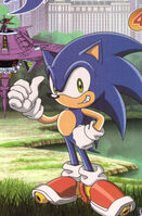 Sonic wearing the Hover Shoes on the fourth volume of the French DVD cover.