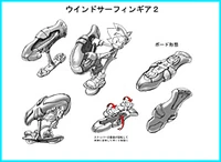 Concept art of Sonic riding a Yacht implanted with an Extreme Gear.