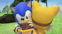 Tails hugs sonic