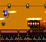 Sonic getting hit by spiked bomb, shot from the cannon.