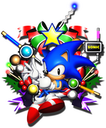 Christmas themed illustration of Sonic