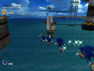 Sonic using Light Dash in Sonic Adventure 2.