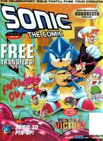 Sonic the Comic #100 (April 1997). Art by Richard Elson and John Burns.