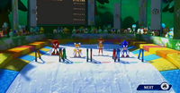 The start of the event, with all four players side by side.